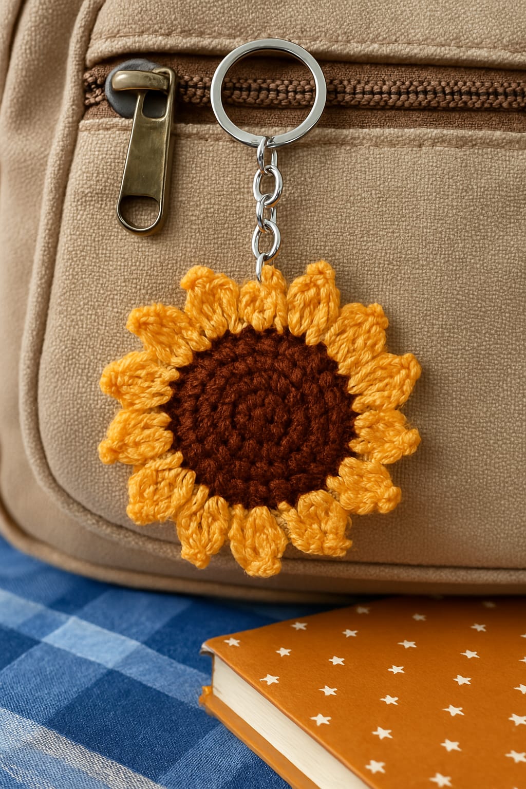 Crochet Sunflower Keychain